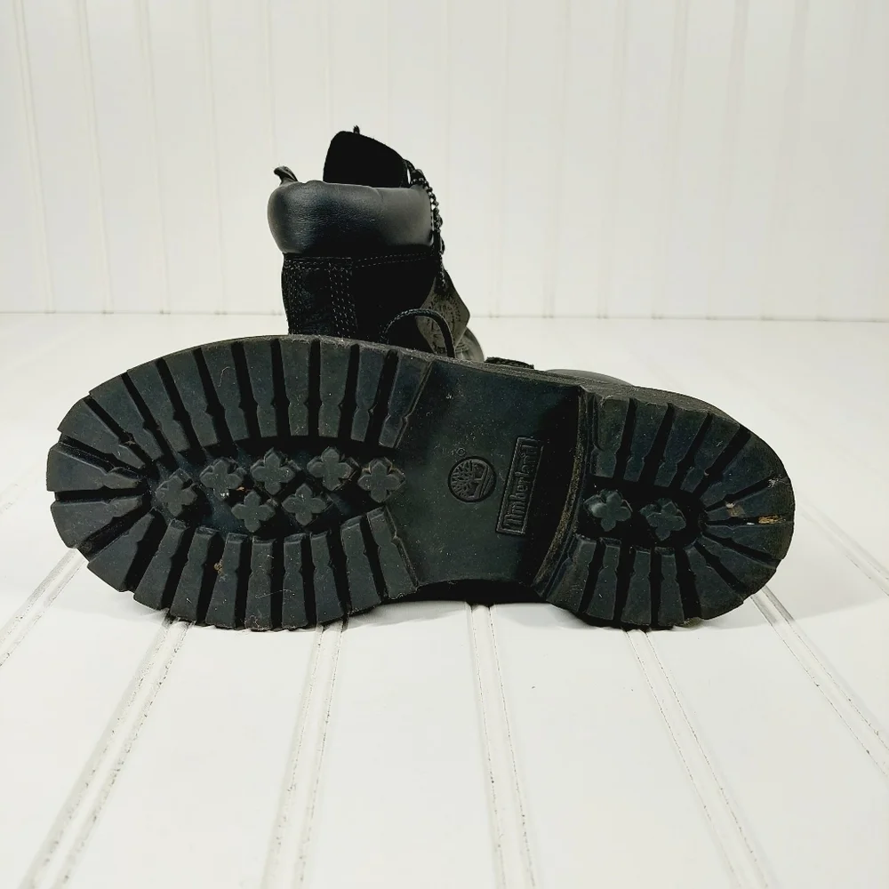Timberland Leather 6-Inch Premium Waterproof Black Little Kids Boots 12707 B382